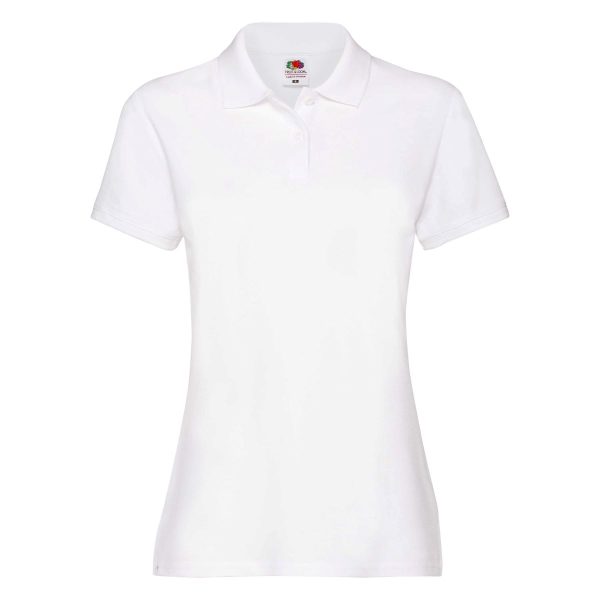 ladies-premium-polo-fruit-of-the-loom-white-front