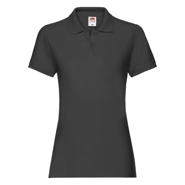 ladies-premium-polo-fruit-of-the-loom-black-front