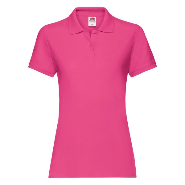 ladies-premium-polo-fruit-of-the-loom-fuchsia-front