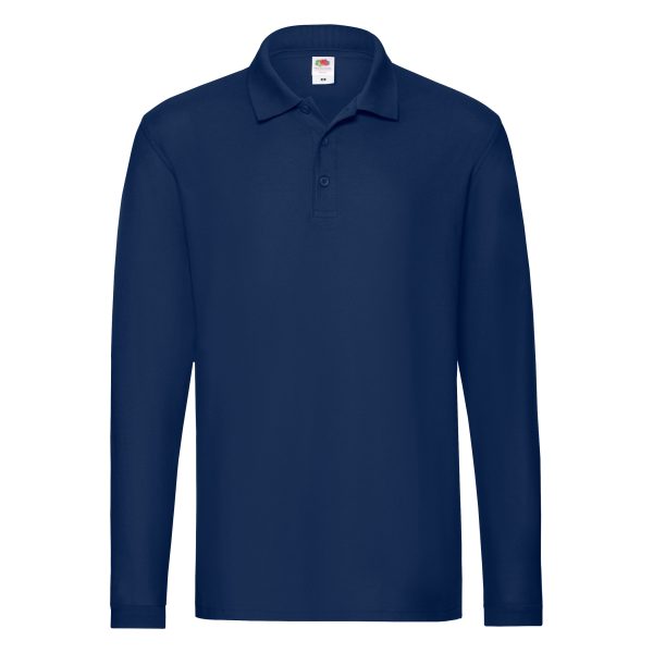 Premium-Long-Sleeve-Polo-Fruit-of-the-Loom-front-navy