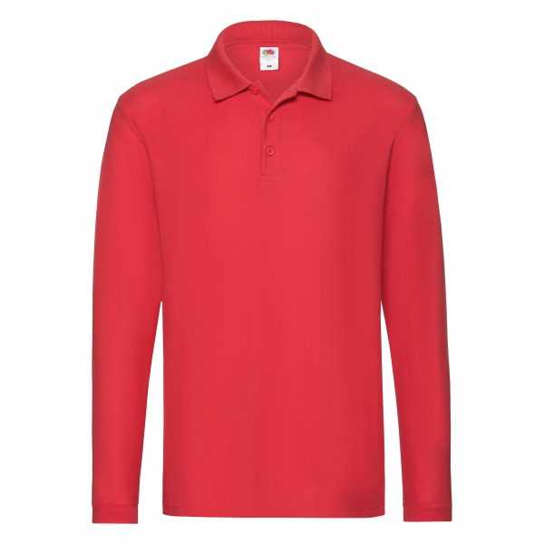 Premium-Long-Sleeve-Polo-Fruit-of-the-Loom-front-red