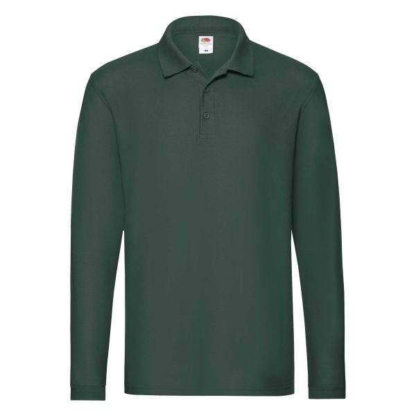 Premium-Long-Sleeve-Polo-Fruit-of-the-Loom-front-forest-green