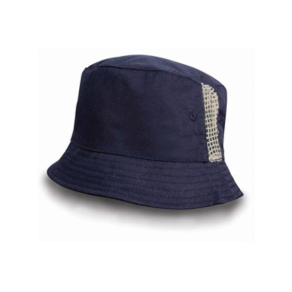 DELUXE WASHED COTTON BUCKET HAT WITH SIDE MESH PANELS